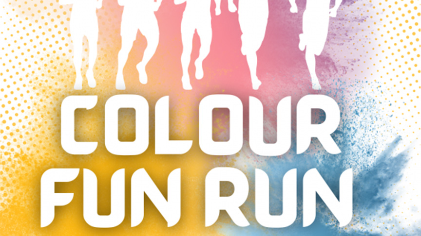 Logo for a color fun run, showcasing bright colors and energetic design elements.